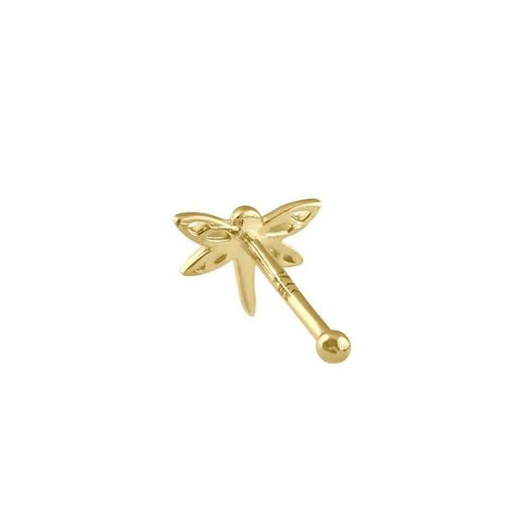 Solid 14K Gold Dragonfly Nose Stud Brand New - Picture 4 of 6